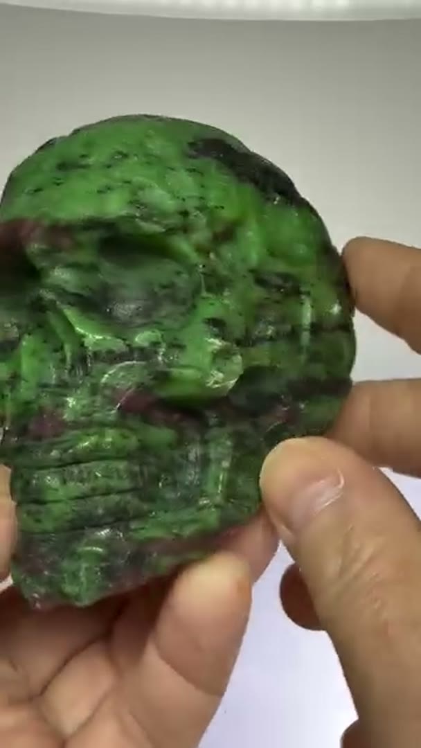 Ruby Zoisite Carved Skull