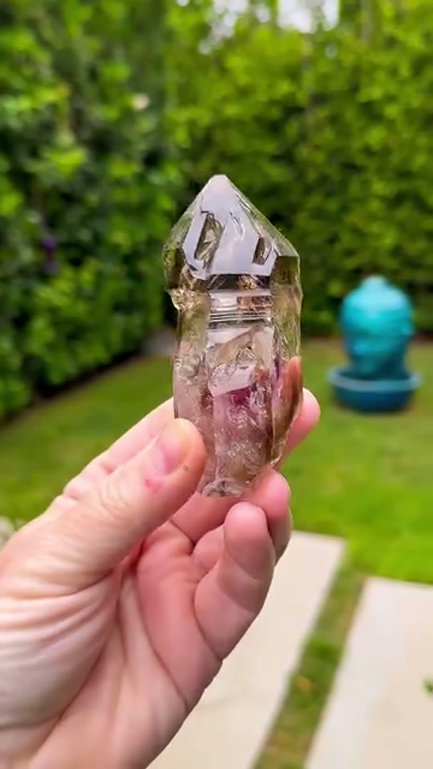Smoky Quartz with Amethyst and Enhydro from Goboboseb