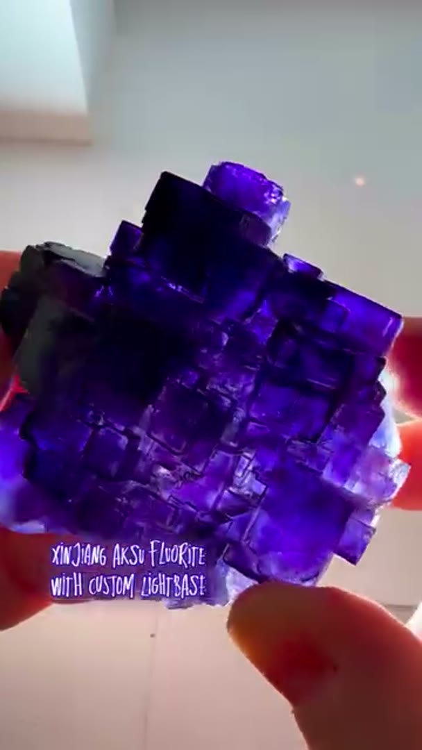 Absolute Banger Xinjiang Aksu fluorite with custom light base, often…