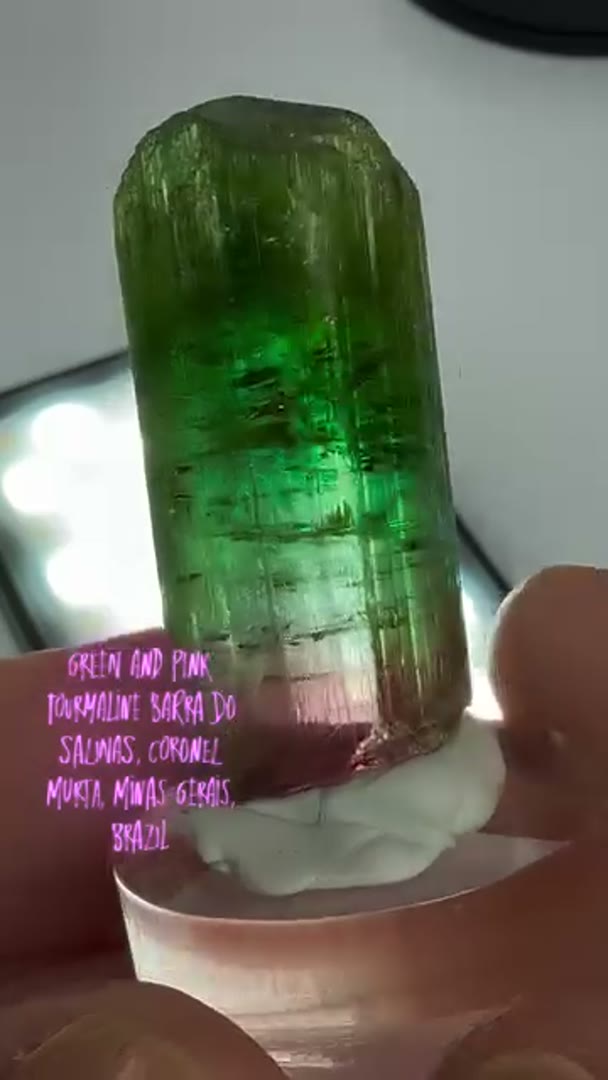 Green and Pink Tourmaline Barra do Salinas, Coronel Murta, Minas Gerais, Brazil