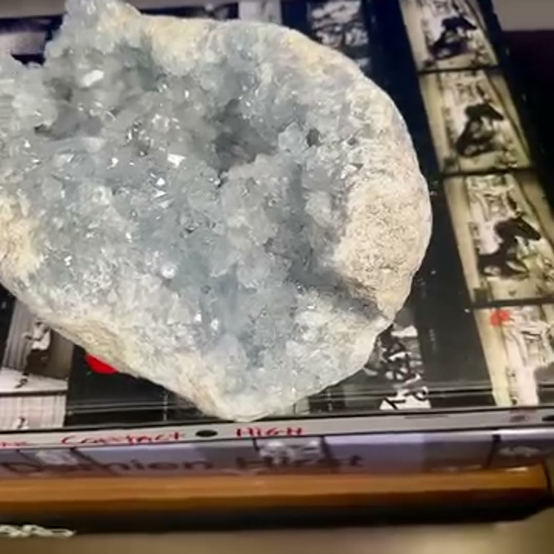 Blue Celestite Cluster Geode Crystal