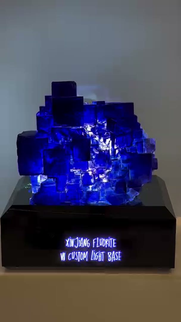 Absolute Banger Xinjiang Aksu fluorite with custom light base, often…
