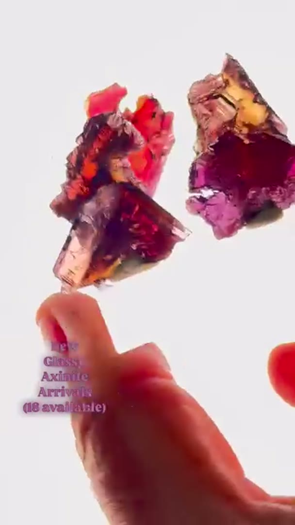 New arrivals… 18 available Super glasslike Axinite w amazing pleochroism ,…