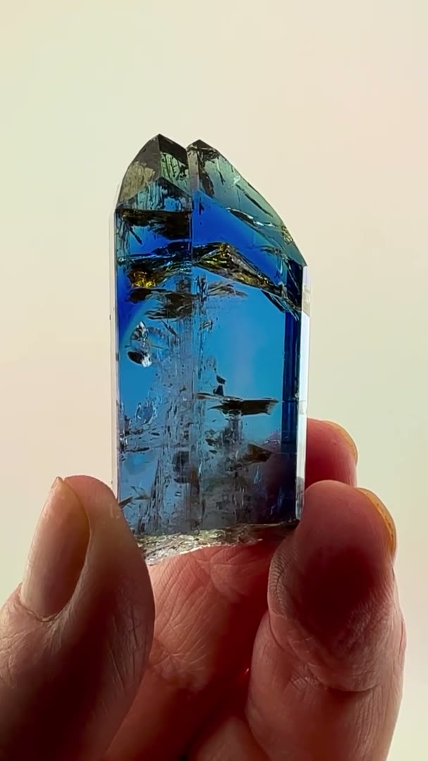 42 grams of natural Tanzanite magic under the indoor lights