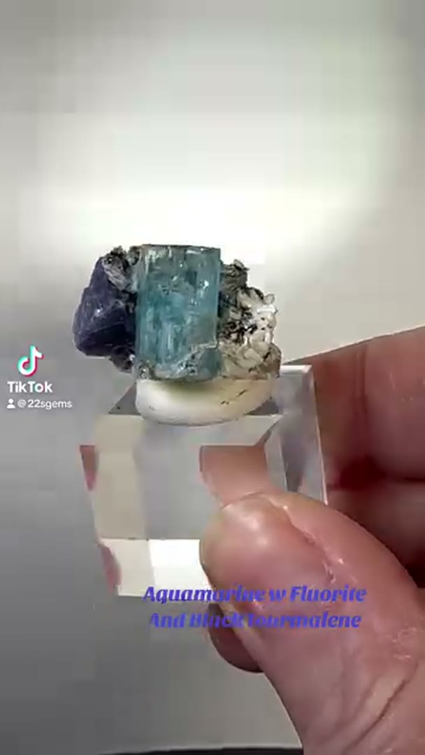 Aquamarine with Fluorite and Black Tourmaline