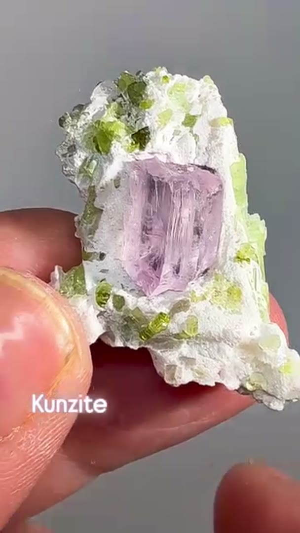 (SOLD) Kunzite  on Matrix w Tourmaline Inclusions